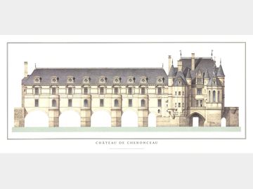 Artist Unknown - Chateau de Chenonceau - Offset Lithograph 18.5" x 39.25"
