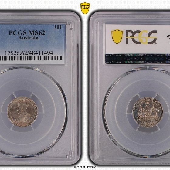Australia 1912 Threepence, PCGS MS62 (Pop 14)