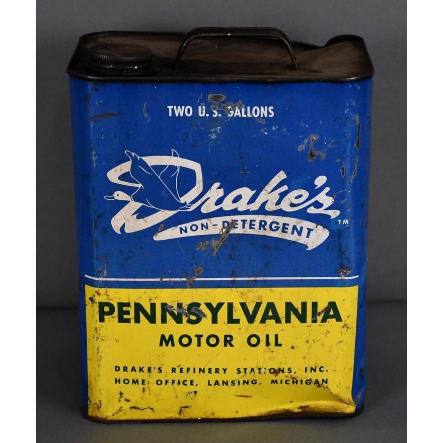Drake's Non-Detergent Motor Oil w/Logo Two-Gallon Metal Can