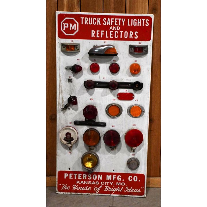 PM Truck Safety Lights & Reflectors Metal Display Sign