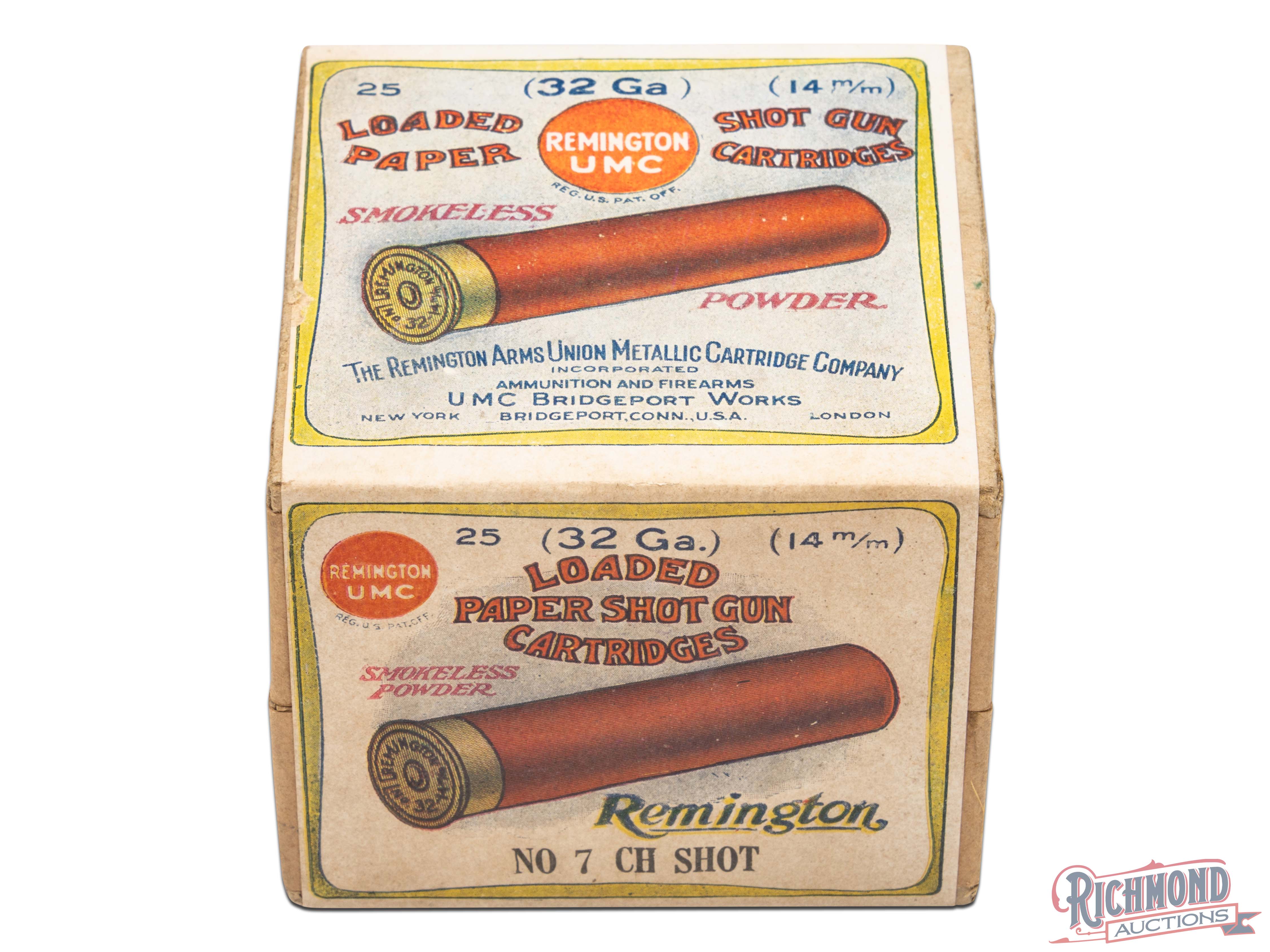 Sealed Factory Full 25 Round Remington UMC 32 Gauge (14mm) Two Piece ...