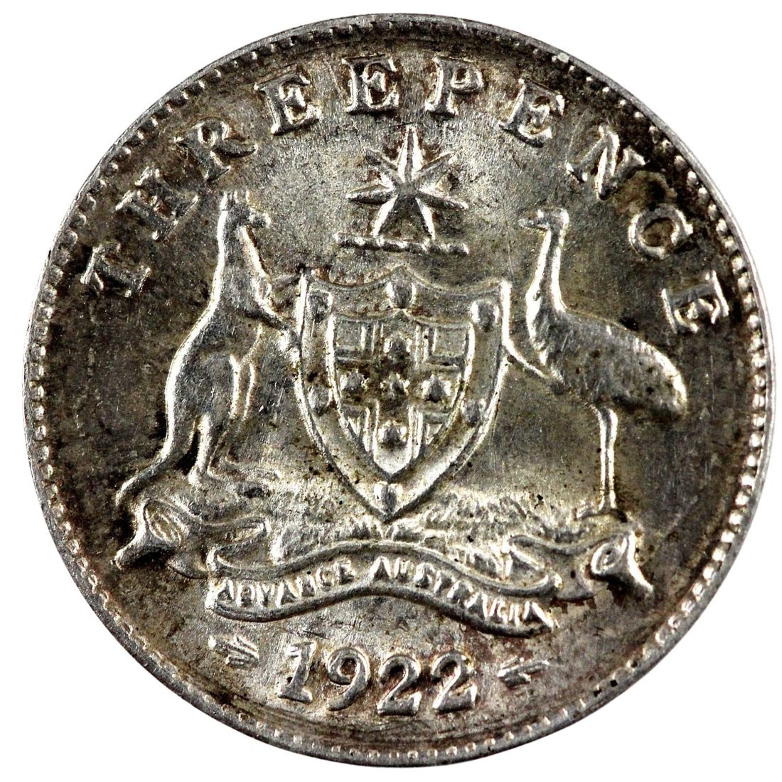 Australia 1922 Threepence, Choice Uncirculated