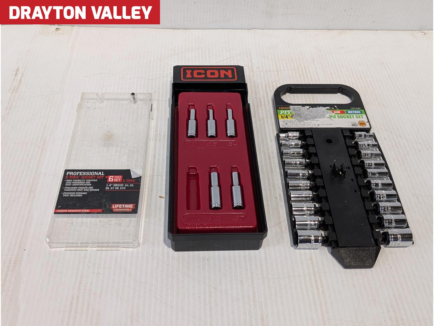 Icon E-Torx Sockets and Pittsburgh 1/4 Inch Drive Sockets [25JD05997 ...