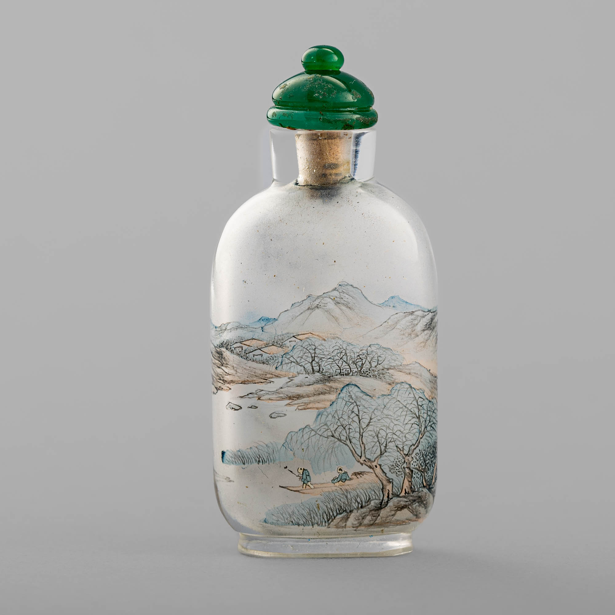 民國畢榮九內畫山水鼻煙壺A Chinese inside-painted landscape