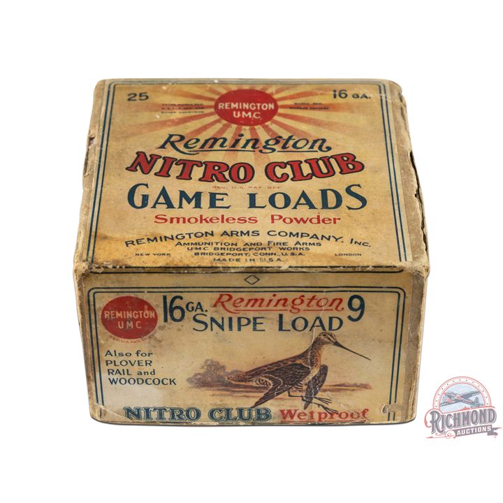 Box Only Of Remington U.M.C. "Snipe Load" Nitro Club Shotshells 16 GA