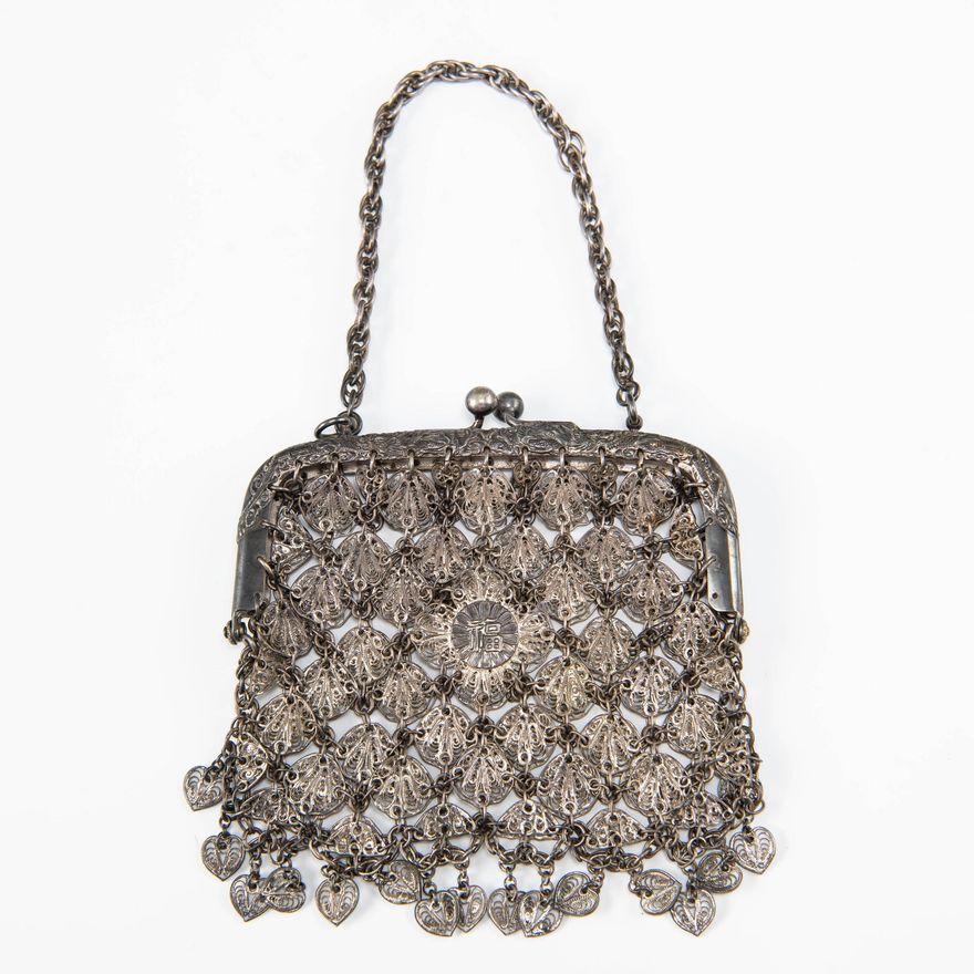 民國 銀製手包 A Chinese filigree silver purse, Republic period