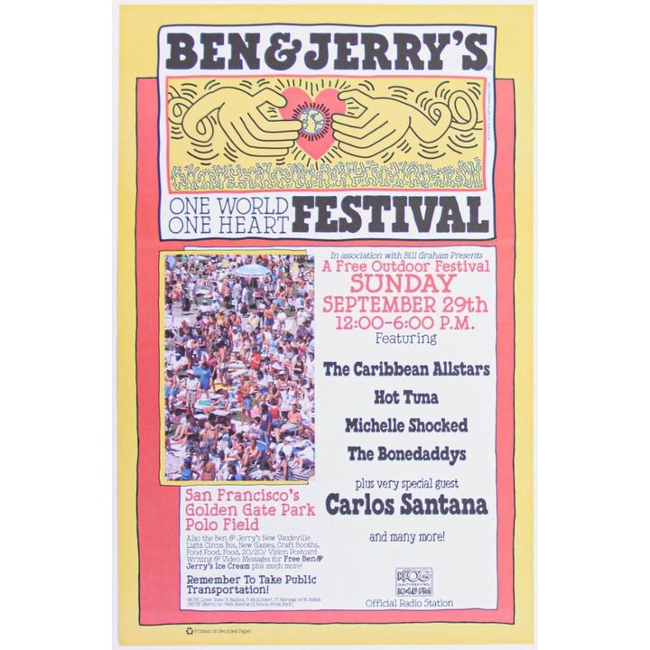 1991 Santana Hot Tuna Blues Traveler Golden Gate Park Poster Excellent 79