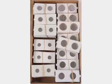 ACCESSORIES | 2'x2' cardboard staple coin holders. 17.