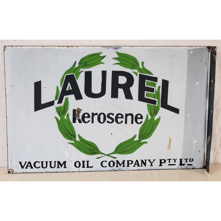 Vacuum Oil Company Laurel Kerosene Porcelain Flange Sign (TAC)