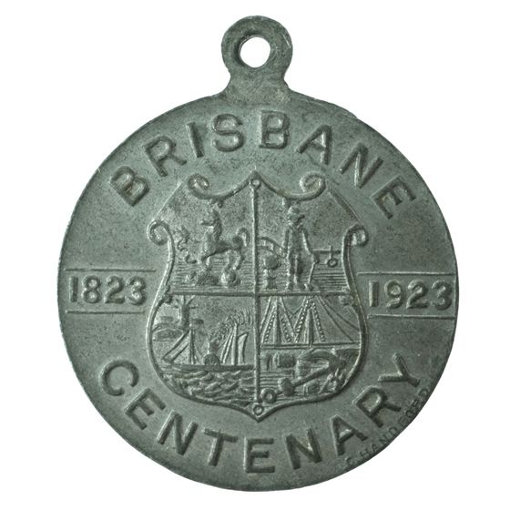 Australia 1923 'Brisbane Centenary' Medalet in White Metal, Extremely Fine