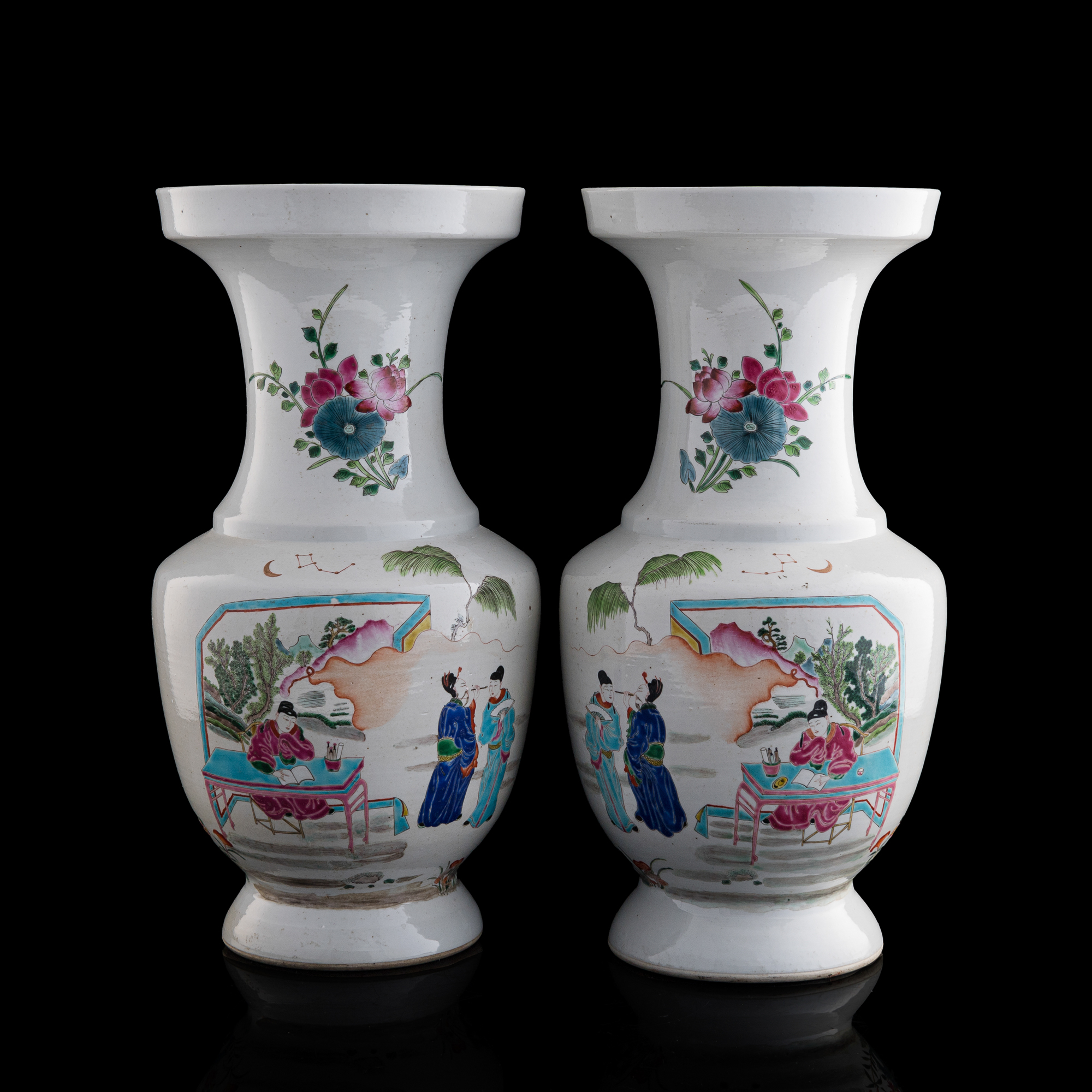 中国清時代 粉彩花鳥図花瓶 高さ35㎝ 東Y7-0421②トヒコ - メルカリ