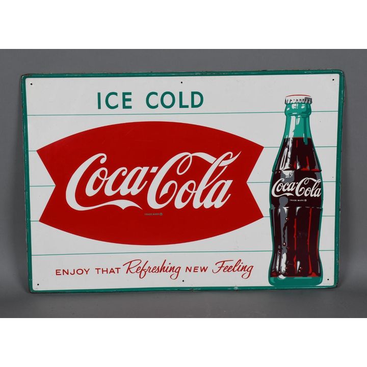 Coca-Cola Ice Cold w/Bottle Metal Sign (TAC)