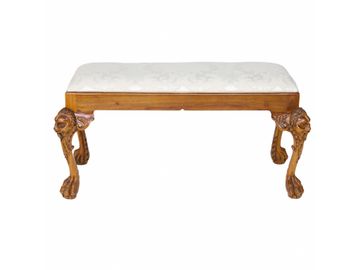 Well Carved Acacia Wood Bench