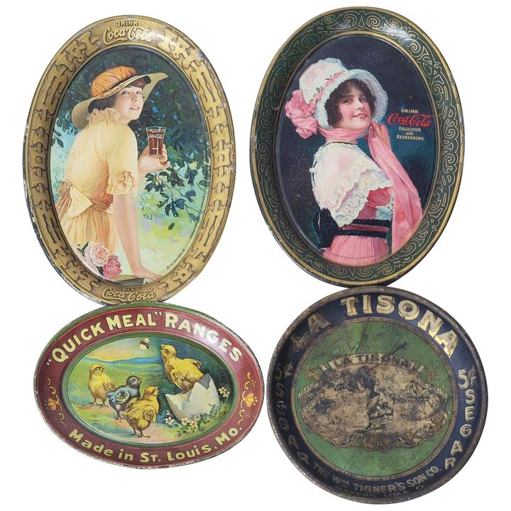2-Coca-Cola Metal Tip Trays & Others