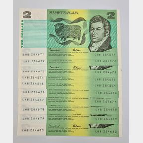 Australia - $2 Banknotes - Consecutive Run of 10