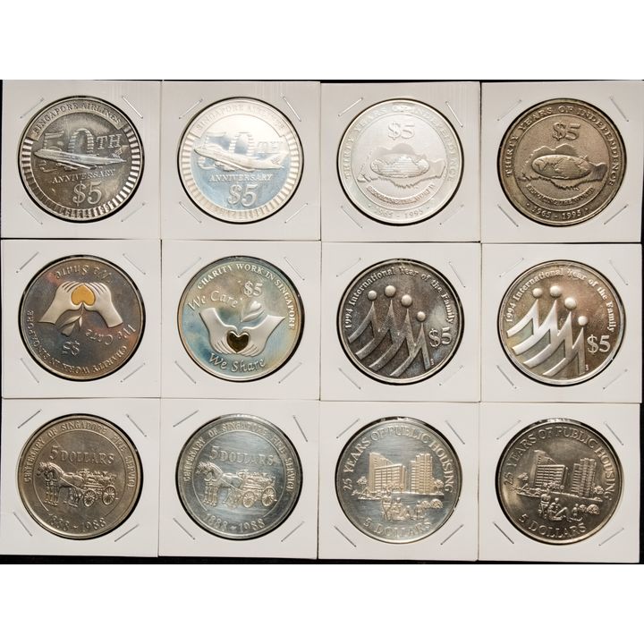 Singapore Silver & Copper nickle Proof Coin Pairing set MS-PF(1994,1995,1997,1998,1985,1988) Total 12pcs No Reserved Price!
