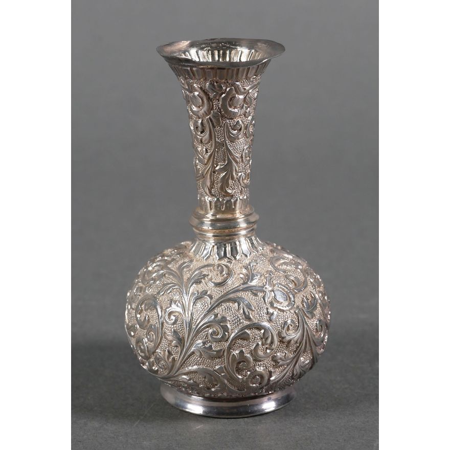 Antique Silver Repousse Cabinet Vase