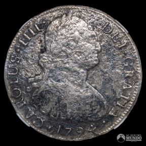 Chile, Santiago. 8 Reales. 1794 (Carlos IV). DA. NN-Coins F Details.