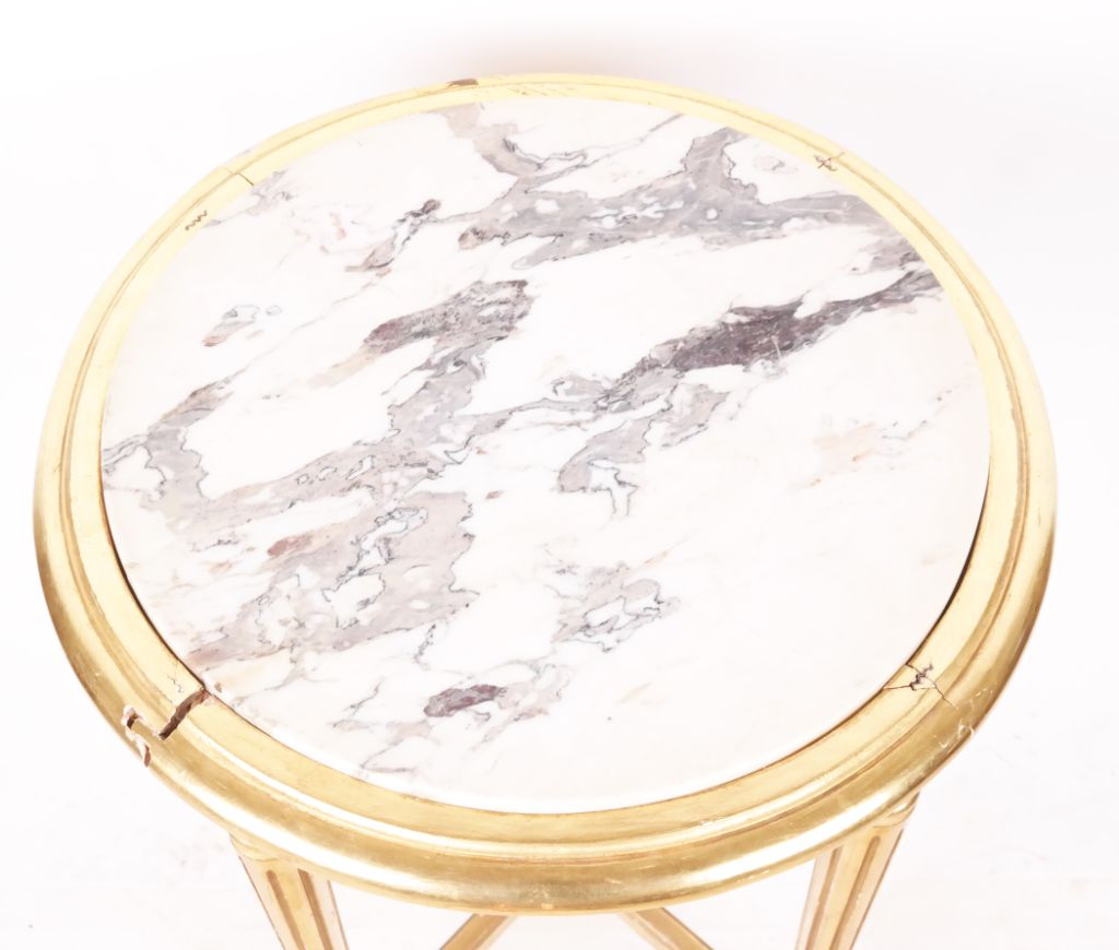 Early 20th C. Gilt Marble Inset Gueridon Table Roland Auctions