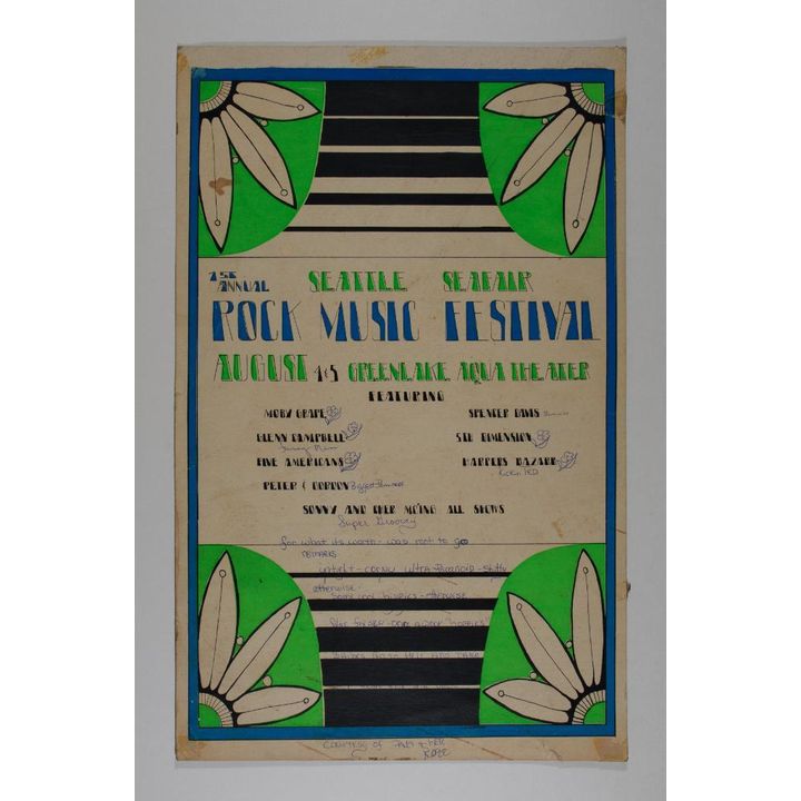 1968 Moby Grape The 1st Annual Seattle Seafair Rock Music Festival Cardboard Poster Excellent 61