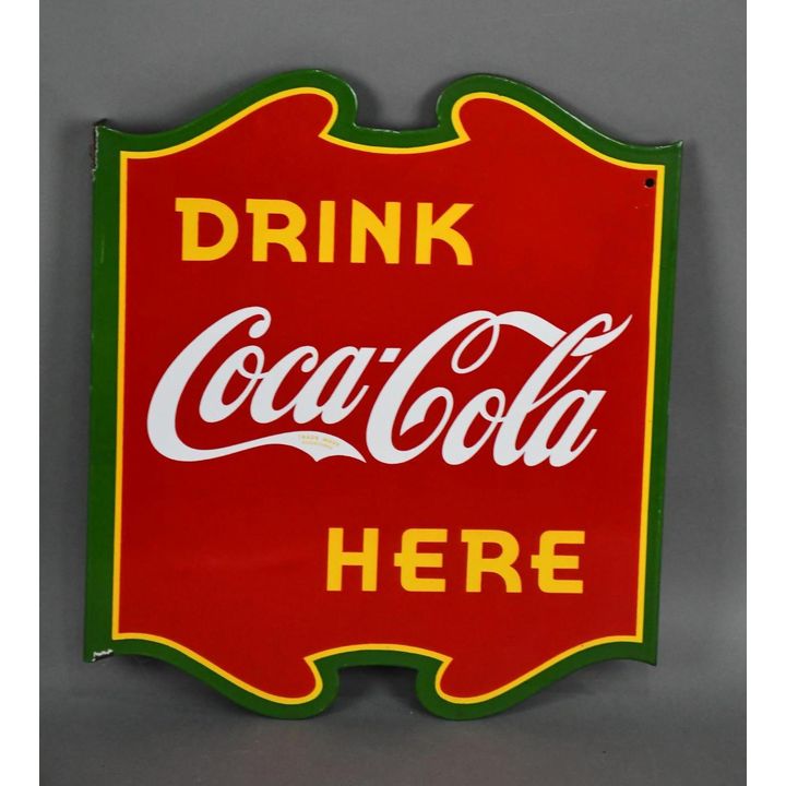 Drink Coca-Cola Here Porcelain Flange Sign (TAC)