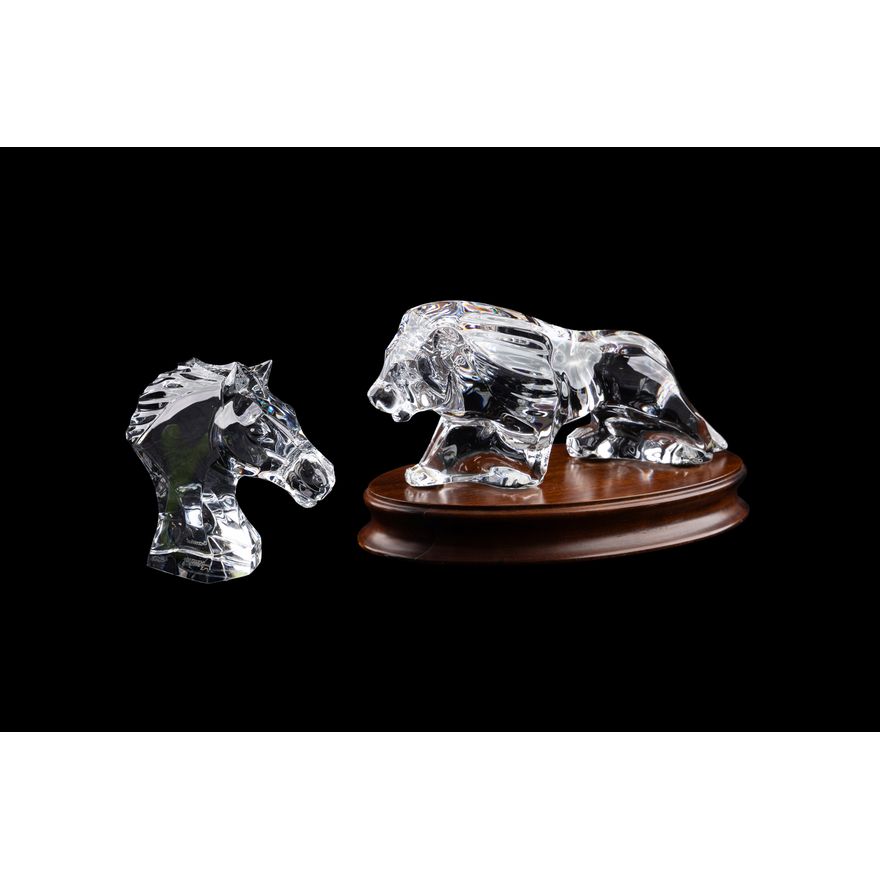 Baccarat Lion & Horse's Head, Late 20th C. | Ahlers And Ogletree