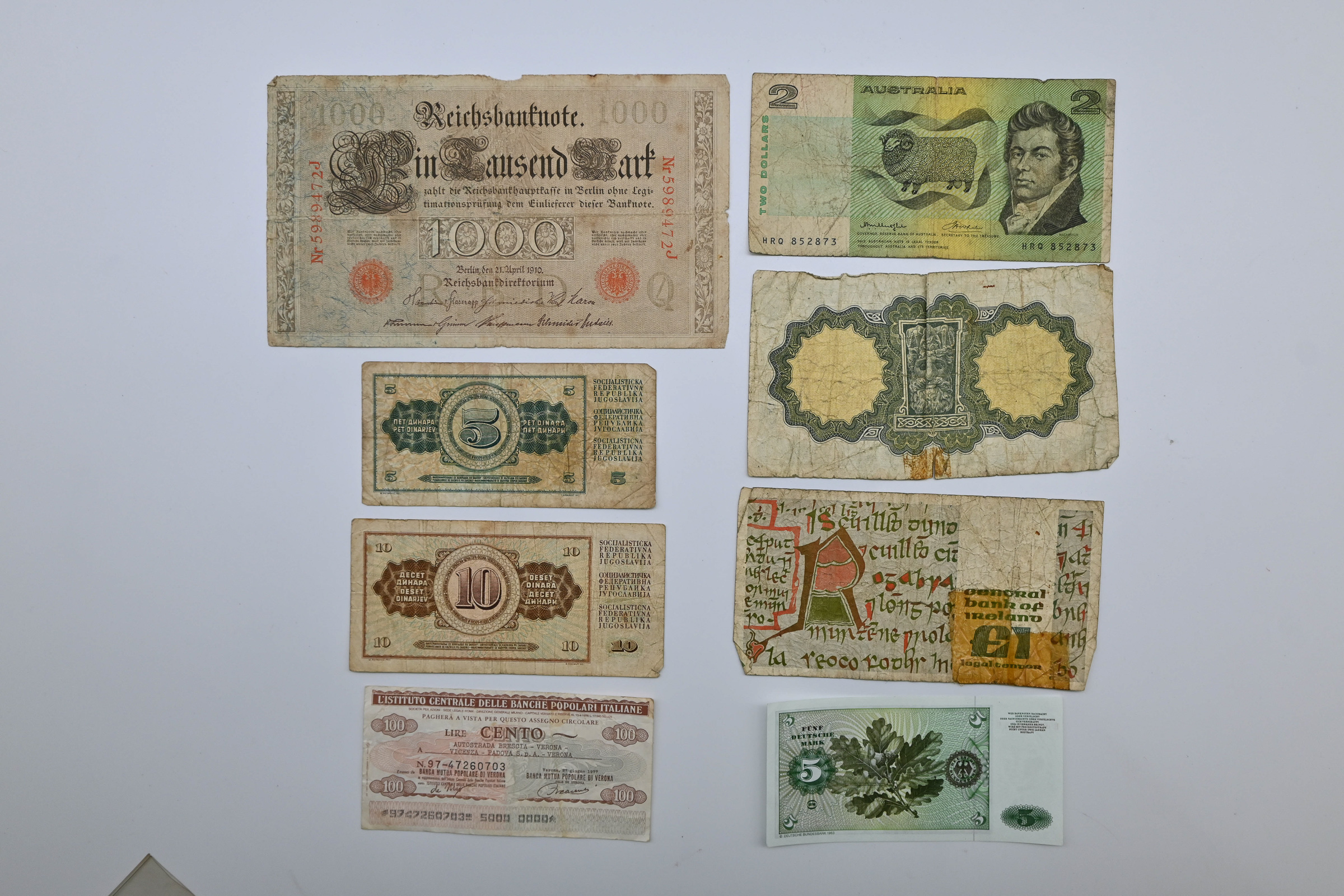 1900s, Lot of 8 World Banknotes, VG - VF | Copeland Roberts Auctions