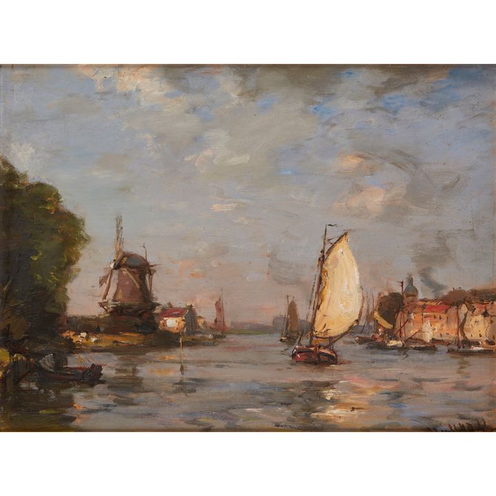 JAMES WATTERSTON HERALD (SCOTTISH 1859-1914) BY THE RIVER 30.5cm x 28cm (12in x 11in)