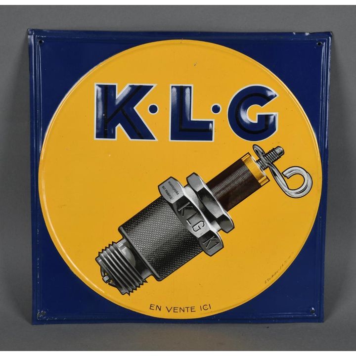 K-L-G (spark plug) w/Graphics Metal Sign (TAC)
