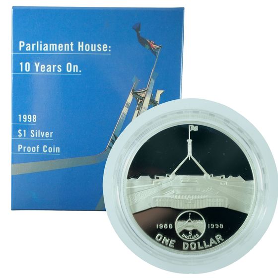 Australia 1998 'New Parliament House' Proof Silver (999) $1, FDC