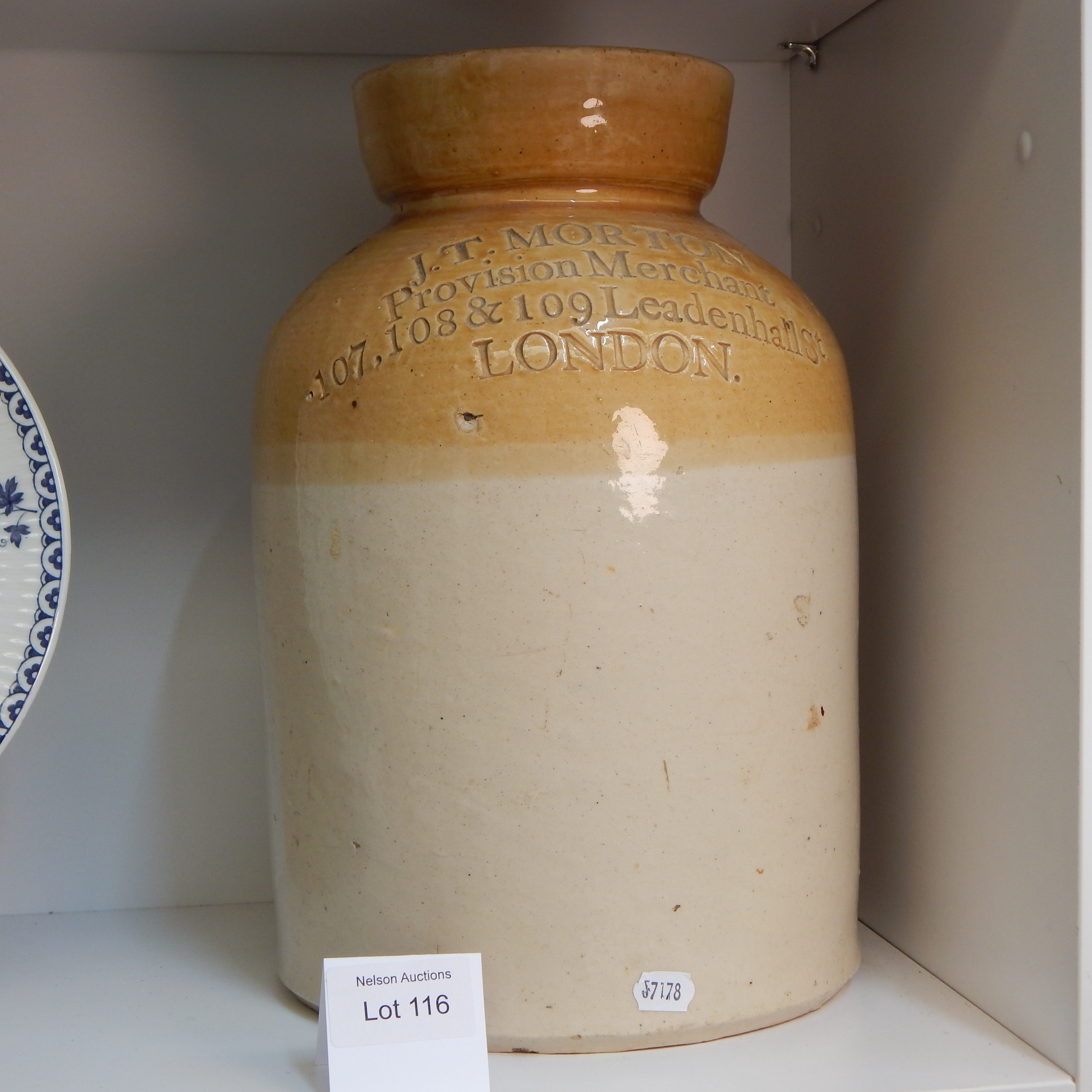 1849 Stone Crock marked JT Morton London - no lid — NZ auction result