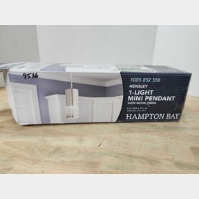 Hampton Bay - Hensley 1 Light Satin Nickel Mini Pendant - 4.75in W x 11in H