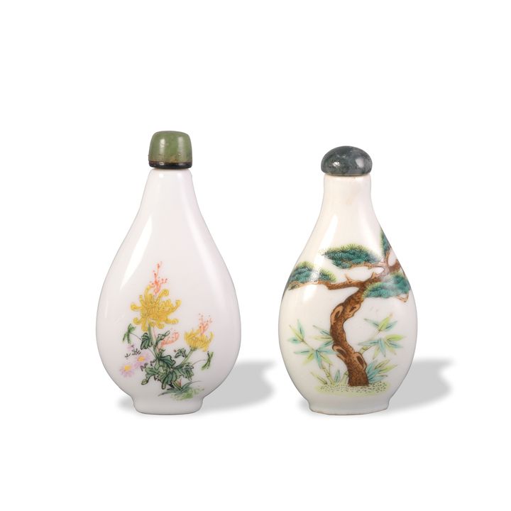 2 Chinese Famille Rose Snuff Bottles, 19th Century