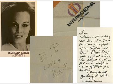 Elvis Presley 1970s Concert Stage-Written Love Note To Barbara Leigh On Las Vegas Hotel Napkin