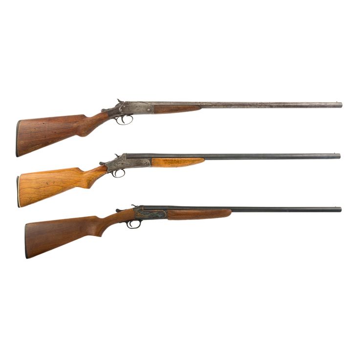 A group of three 12-gauge Break Action shotguns