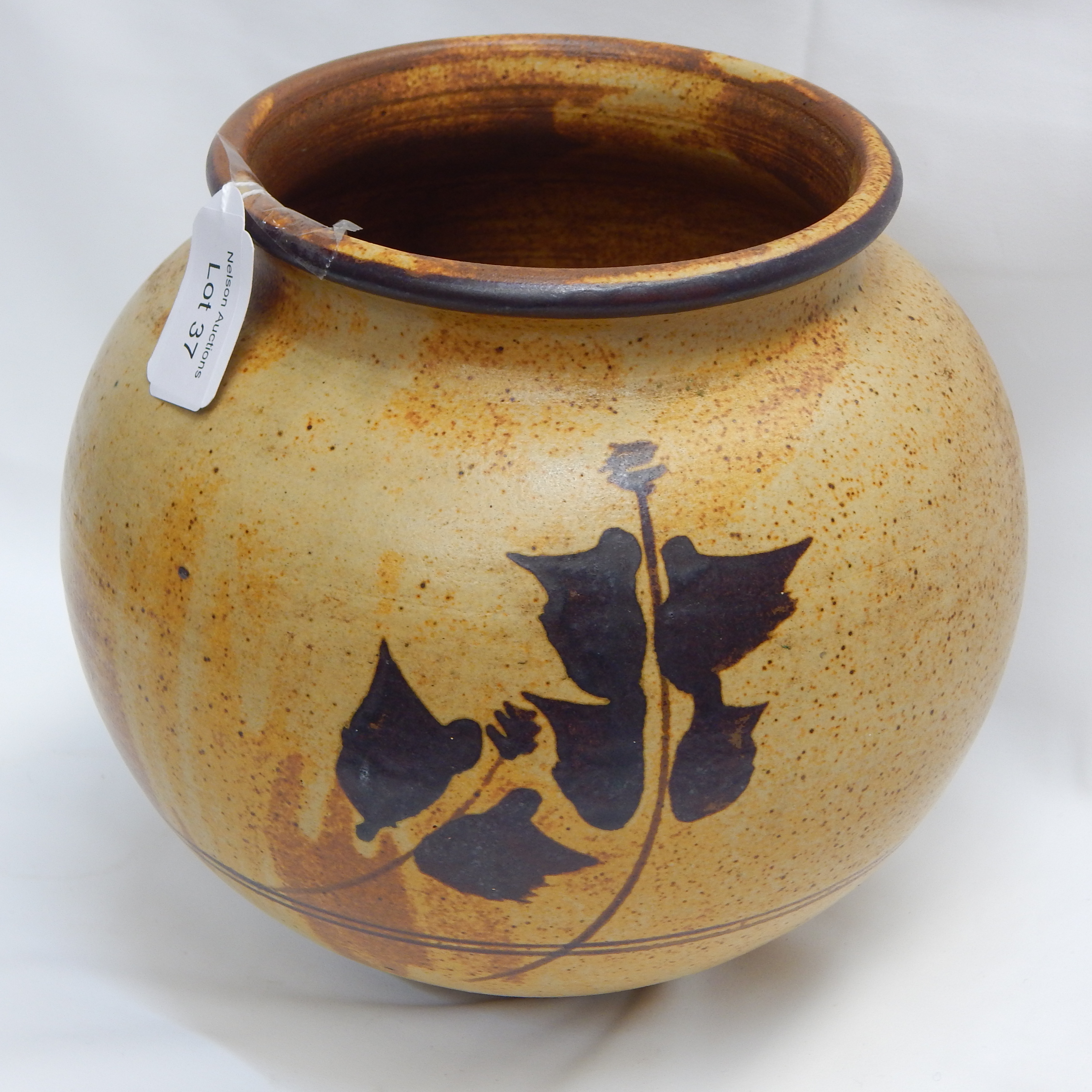 Vintage hand thrown exhibition stoneware pot — NZ auction result