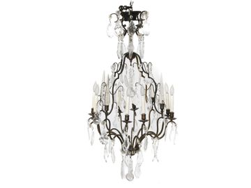 Dark Bronze and Crystal Eight Light Chandelier