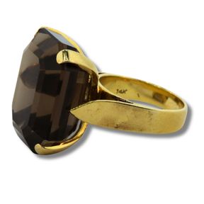Large Smoky Quartz in 14ct Gold Ring