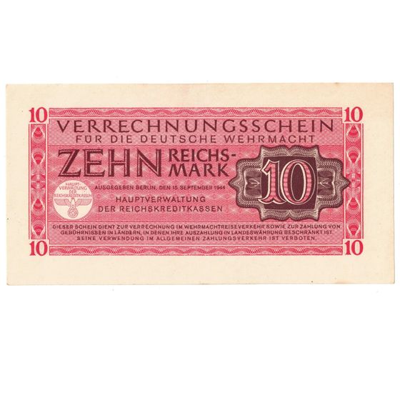 Germany Wehrmacht 1944 Zehn (10) Reichsmark, Uncirculated OPQ