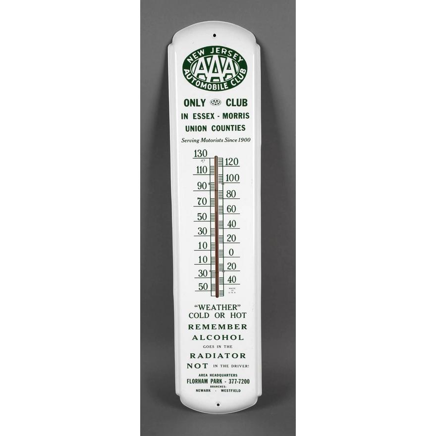 AAA New Jersey Automobile Club Metal Thermometer | Matthews Auctions, LLC