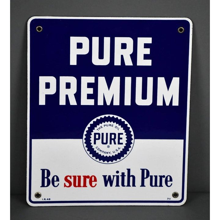 Pure Premium w/Logo Porcelain Pump Sign