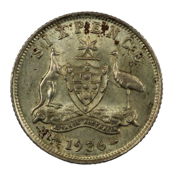 Australia 1936 Sixpence, virtually Uncirculated