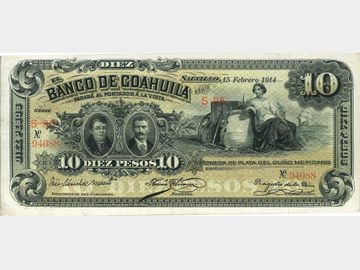 M168c – 10 Pesos El Banco de Coahuila, 1914. VF+.