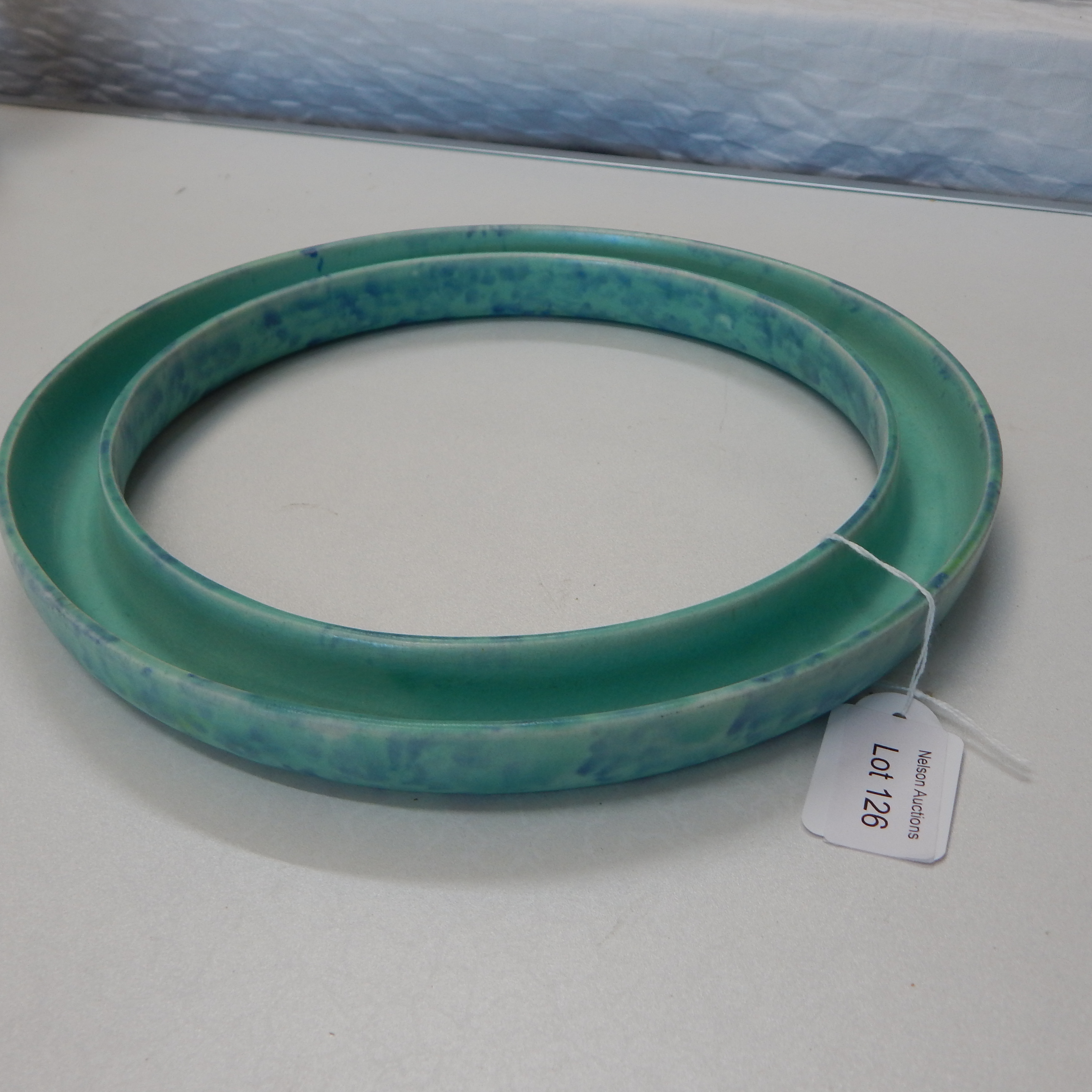 Circular Trough Vase Turquoise/Blue Splash Glaze — NZ auction result