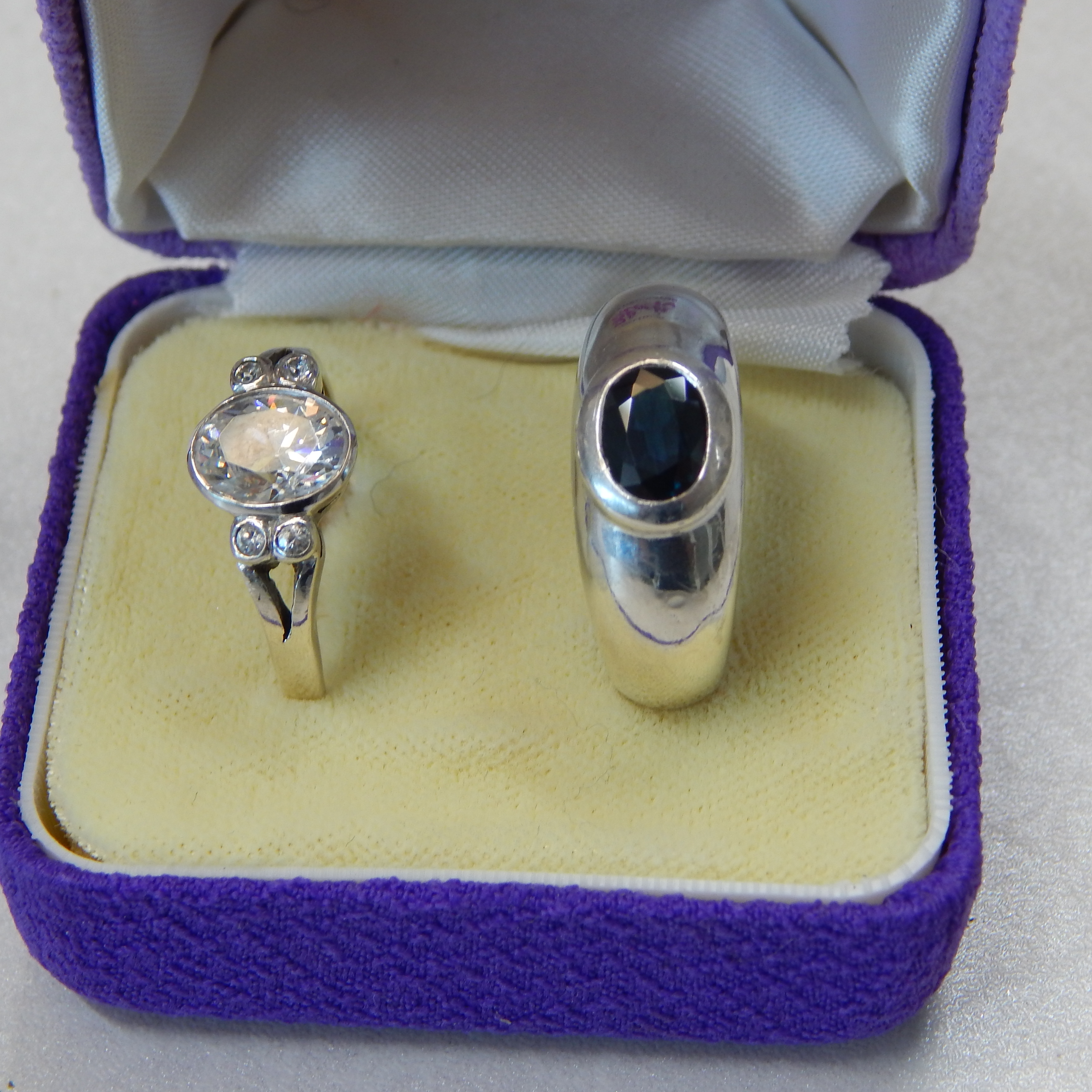 2 x St/Silver Rings - 1 x Blue Stone - 1 x 5 Cz? — NZ auction result