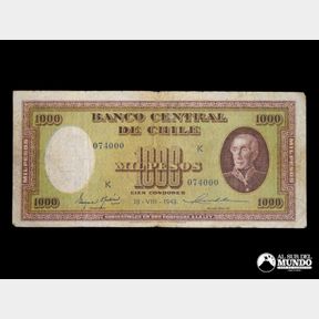 Chile, Banco Central. 1.000 pesos 1943.