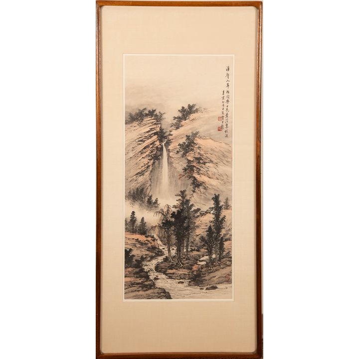 黃君璧 山水鏡框 A Chinese landscape painting, signed Huang Junbi (Chinese, 1898-1991)
