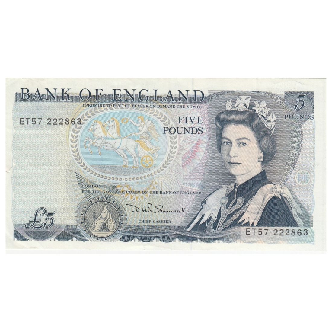 Great Britain 'Somerset' £5 (1987-88), good Extremely Fine OPQ (Thin Security Thread)