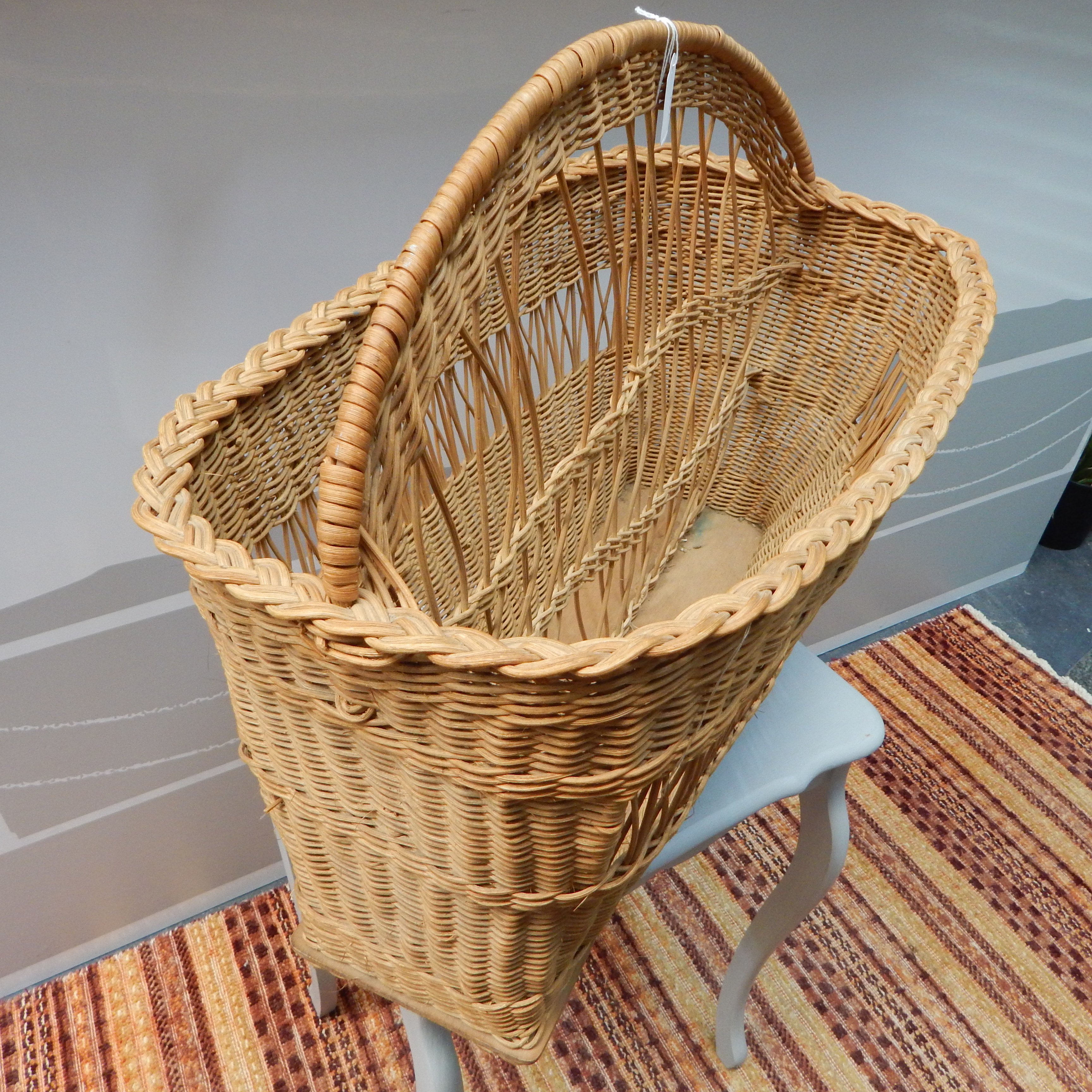 Vintage Woven Wicker Magazine Basket — sold at auction in New Zealand for $20