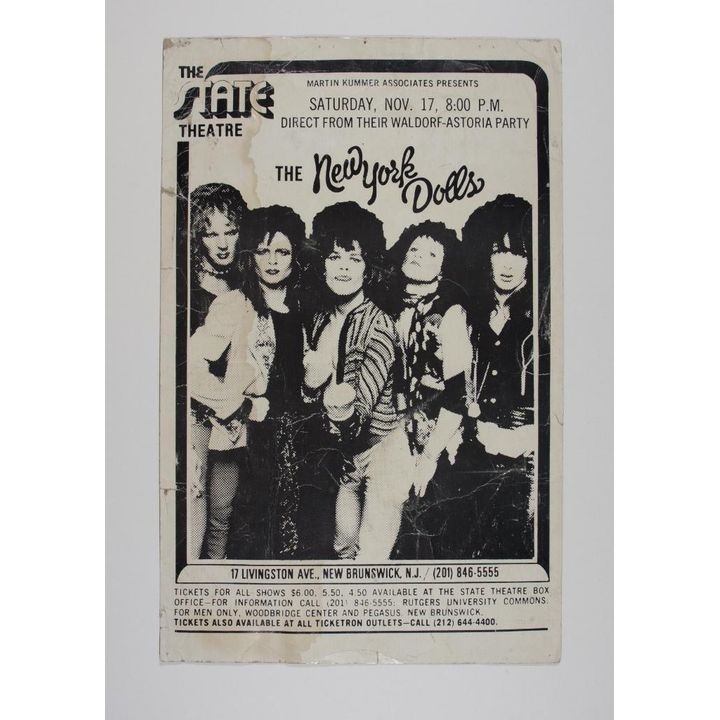 1973 New York Dolls State Theatre Brunswick NJ Poster Extra Fine 63